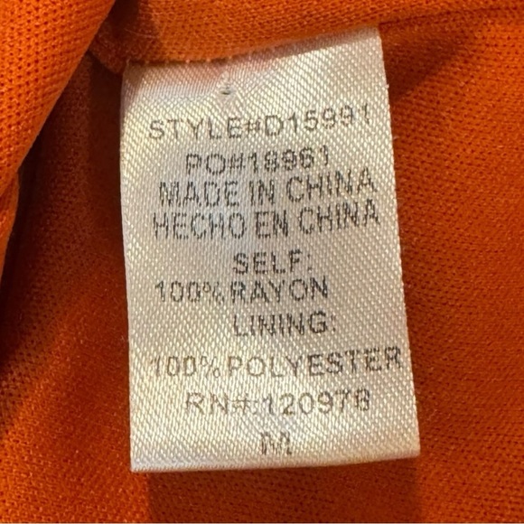 Entro Cara Babydoll Dress Size M Orange Floral Ruffle Sleeve Boho Summer Dress - Picture 5 of 7